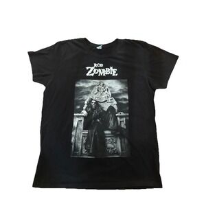 ROB ZOMBIE Y2K  T-SHIRT Graveyard Tomb Stone Chair Black Graphic Print SZ Large